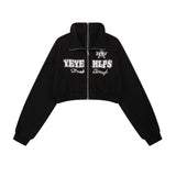 Women Jacket Printed Cardigan Jacket Autumn Leisure Stand Collar Short Jacket