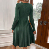 Women Dress Winter round Neck Knitted Long-Sleeved Dress