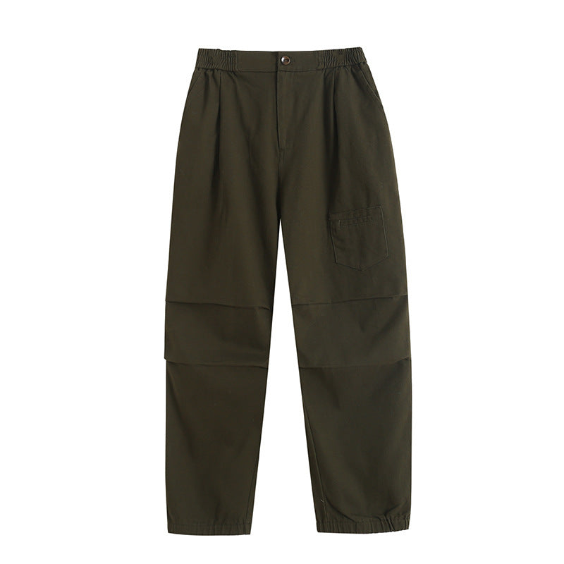 Women Sweatpants Overalls Loose Straight Wide-Leg Casual Retro Ankle-Tied Pants