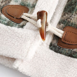 Unisex Winter Cotton Coat Winter Color Matching Plaid Lambswool Lapel Cotton-Padded Coat