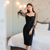 Women Maxi Dress Autumn Winter Sexy Mesh Dress
