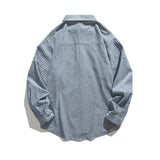 Unisex Shirts Autumn Vertical Striped Pocket Shirt