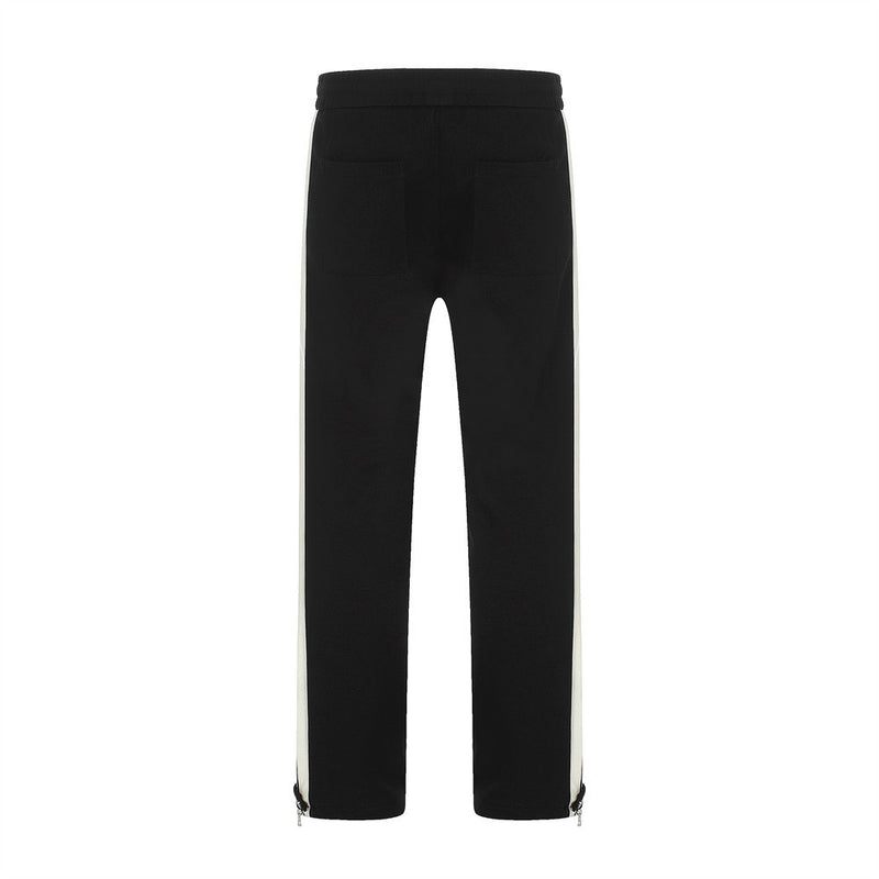 Men Sweatpants Colorblock Casual Pants Boys Zipper Slit Loose Wide Leg Pants