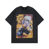 Men T Shirt Vintage Distressed Cartoon Short Sleeve T-shirt