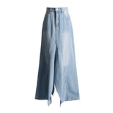Women Dresses Denim Skirt Spring Retro Hip-Wrapped Long Skirt (Qymy0409)