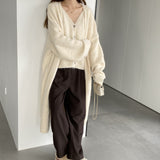 Women Knitted Two-Piece Set Knitted Two-Piece Autumn and Winter Long Vest Coat Set A3388