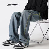 Men Jeans Vintage Jeans Men's Spring and Autumn Loose Wide-Leg Straight Pants