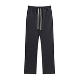 Men Sweatpants Zipper Split Casual Suit Pants Pure Color Elastic Waist Slim-Fit Straight Trousers Loose