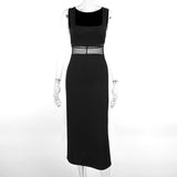 Women Dresses Mesh Camisole Split Dress Autumn Sexy