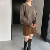 Women Cardigan Sweater Double Breasted Vintage Autumn Cardigan Long Sleeve Sweater Coat Q730