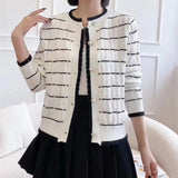 Women Knitwear Autumn and Winter Striped Sweater Loose Knitted Cardigan