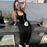 Women Dresses Summer Sexy U Collar Slim Fit Vest Dress