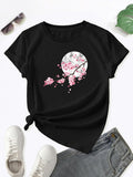 Floral Print Crew Neck T-Shirt, Casual Short Sleeve T-Shirt