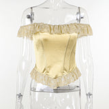 Women Tops Summer Slim Fit T-shirt Sexy Lace Top