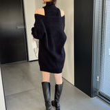 Women Knitted Two-Piece Set Autumn and Winter Turtleneck Sweater 5t5156