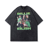 Men T Shirt Portrait Printing Distressed Short Sleeve T-shirt