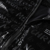 Unisex Winter Cotton Coat Dazzling Letter Stand-up Collar down Jacket