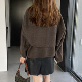 Women Knitted Two-Piece Set Autumn Two-Piece Solid Color Short Vest Top Suit Z809