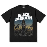 Mens Vintage Rock Band T-Shirt BLACK SABBATH Metal Rock Band Old Print Short Sleeve T-Shirt Loose