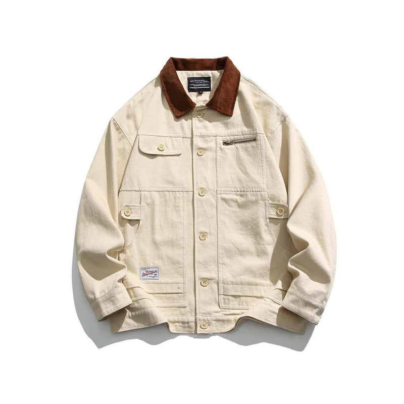 Unisex Jacket Fall Lapels Contrast Color Jacket