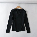 Women Sweater Knitwear Retro Cross Knitwear V-neck Lapel Sweater