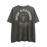 Men T Shirt Hip Hop Worn Looking Washed-out Letter Short Sleeve T-shirt