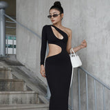 Women Dresses Fall Sexy Hollow Long-Sleeved Dress