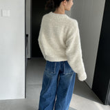 Women Winter Knitted Sweater round Neck Sweater Winter Cross Knitted Loose-Fitting Long Sleeve Sweater 1t2303