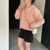 Women Winter Knitted Sweater Crew Neck Thick Sweater Autumn and Winter Leisure Loose-Fitting Long Sleeve Sweater X3058