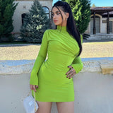 Women Dresses Spring Pleated Slim-Fit Sheath Dress