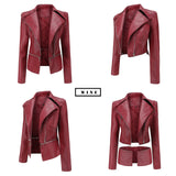 Red Leather Jacket Detachable Spring and Autumn Coat Women's Casual Jacket