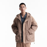 Unisex Winter Cotton Coat Three-Dimensional Pocket Decorative Hooded Cotton-Padded Coat