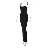 Women Dresses Summer Sexy Backless Slim Fit Split Sling Dress