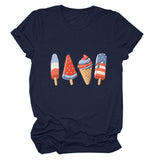 Crew neck short sleeve ice cream popsicle print personalized summer T-shirt