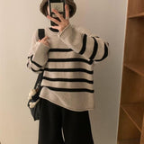 Women Knitwear Autumn and Winter Striped round Neck Sweater Loose Sweater