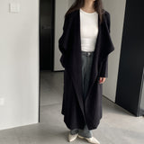 Women Cardigan Sweater Crew Neck Thick Sweater Fall and Winter Lapels Loose-Fitting Long Sleeve Sweater A3386
