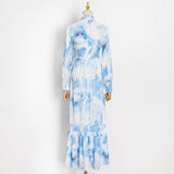 Women Dresses Summer Stand Collar Tie-Dye Dress (Qymy0409)