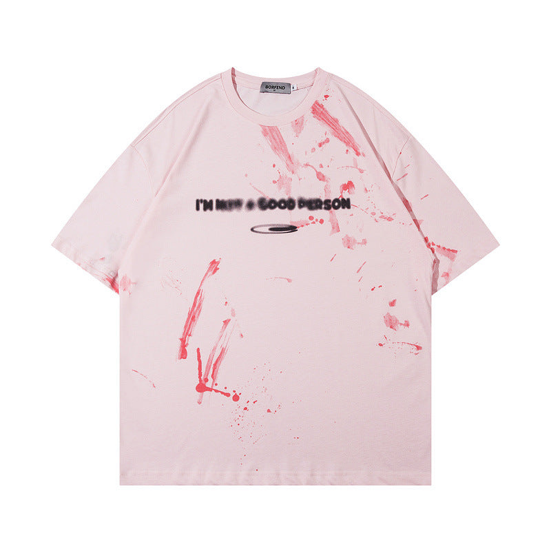 Men T Shirt Oversize Hip Hop Retro Couple Short Sleeve T-shirt