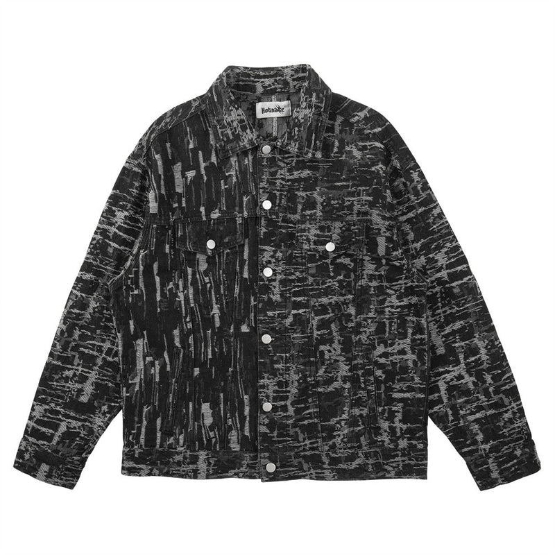 Men Jacket Coat Ripped Denim Jacket Men Loose Wash Distressed Jacket Outerwear