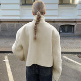 Women Trench Coat Autumn Winter Berber Fleece Coat Stand Collar Casual Loose