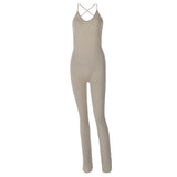 Women Jumpsuit Spring Sexy Backless Slim Fit Suspender Jumpsuit (Hawthaw0412)