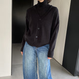 Women Knitted Two-Piece Set Turtleneck Vest Cardigan Knitted Two-Piece X3050