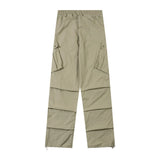 Men Sweatpants Mechanical Style Pleated Workwear Casual Pants Baggy Pants Straight-Leg Trousers