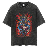 Washed and old T-shirt anime ONE PIECE short sleeve