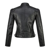 Women Leather Jacket Short Jacket Zipper Casual Cotton Line Pu Short Coat Motorcycle Clothing