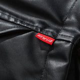 Unisex Winter Cotton Coat Three-Dimensional Pocket Decoration down Jacket Vintage PU Leather down Jacket