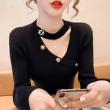 Women Knitwear Autumn and Winter Hollow Slim Top