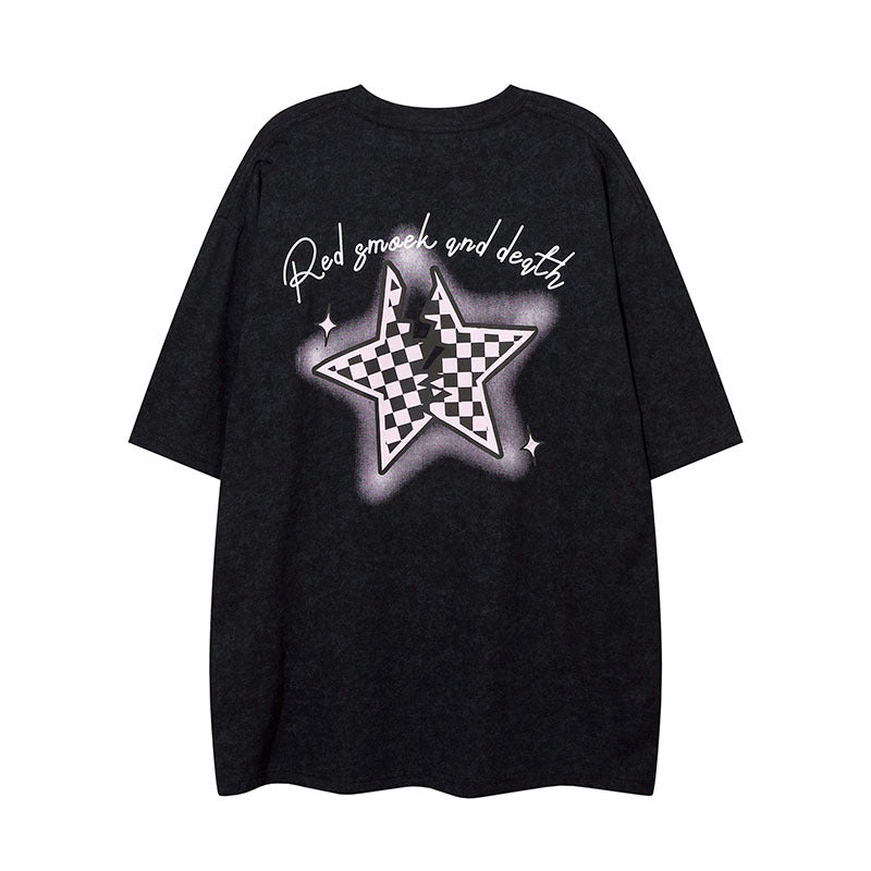 Men T Shirt Hip Hop Cartoon Graffiti Printing Short Sleeve T-shirt