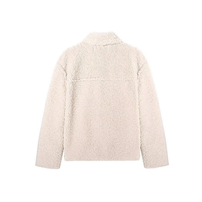 Women Jacket Winter Casual Imitation Lamb Wool Thick Loose Double-Sided Jacket