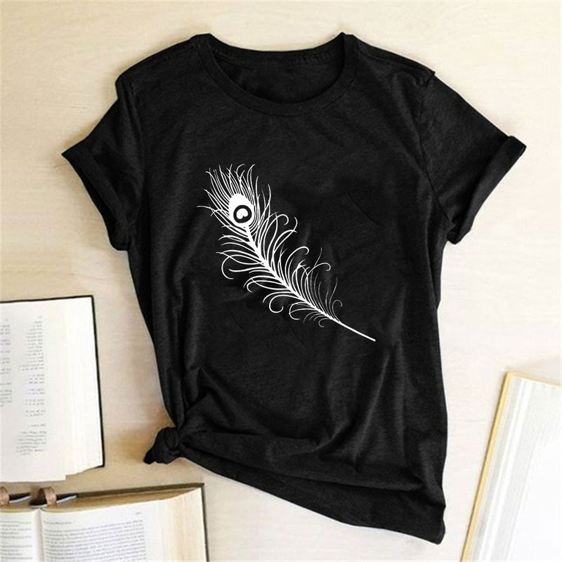 Woman Aesthetic Clothes Vintage Feather Print Women's T Shirt